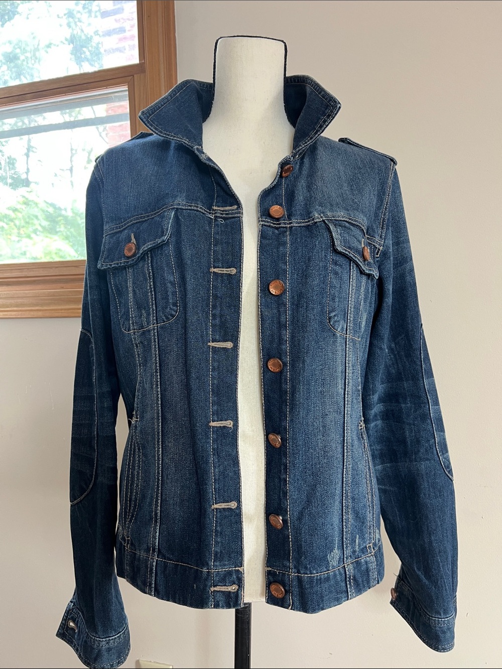 👖🧥🍁Route 66 Dark Blue Denim Jacket with Button Front